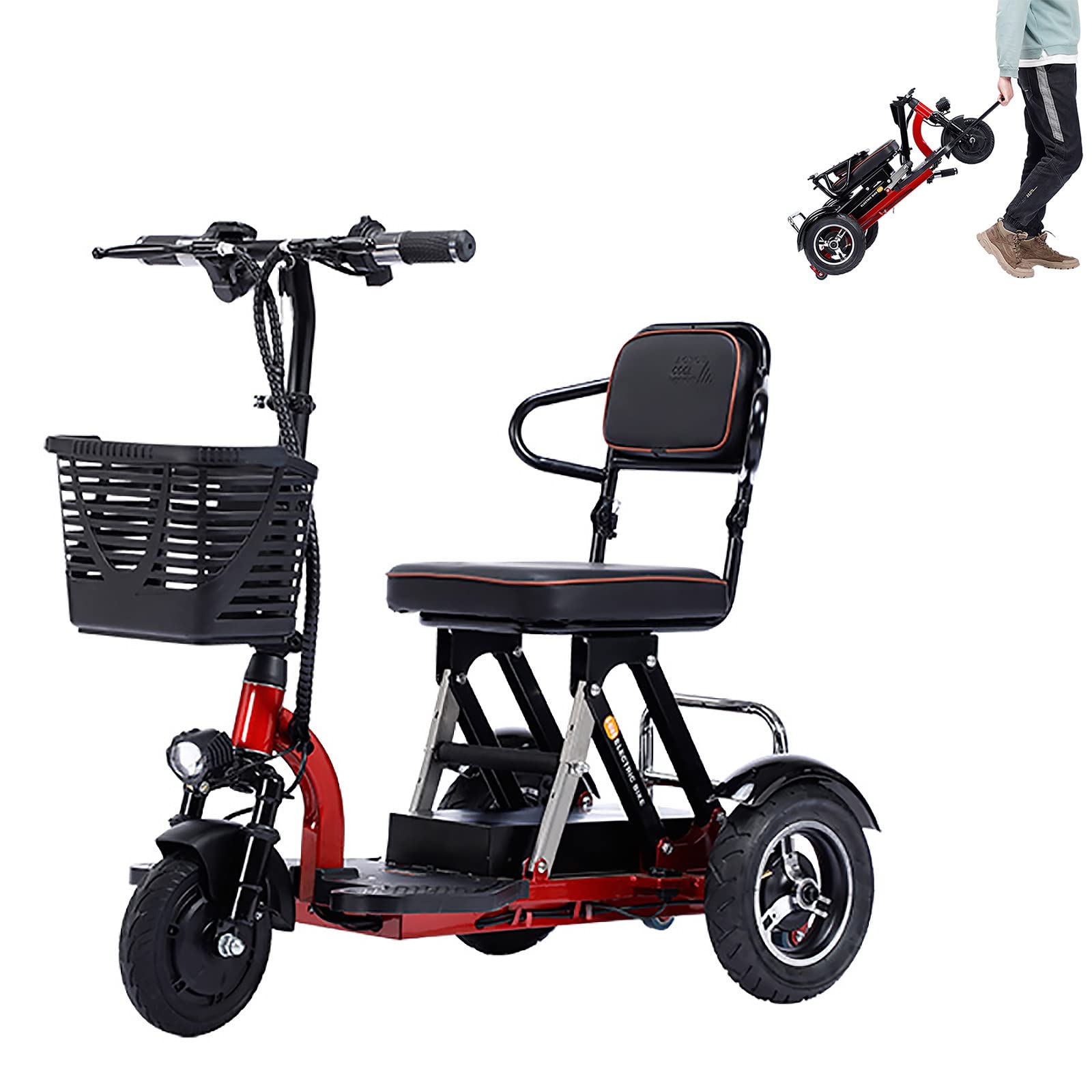 NOBONU Motonetas de Movilidad para Adultos, 48V30Ah, Scooters de Viaje portátiles Ligeros, Scooter Plegable, Almacenamiento móvil para Maletero de Coche