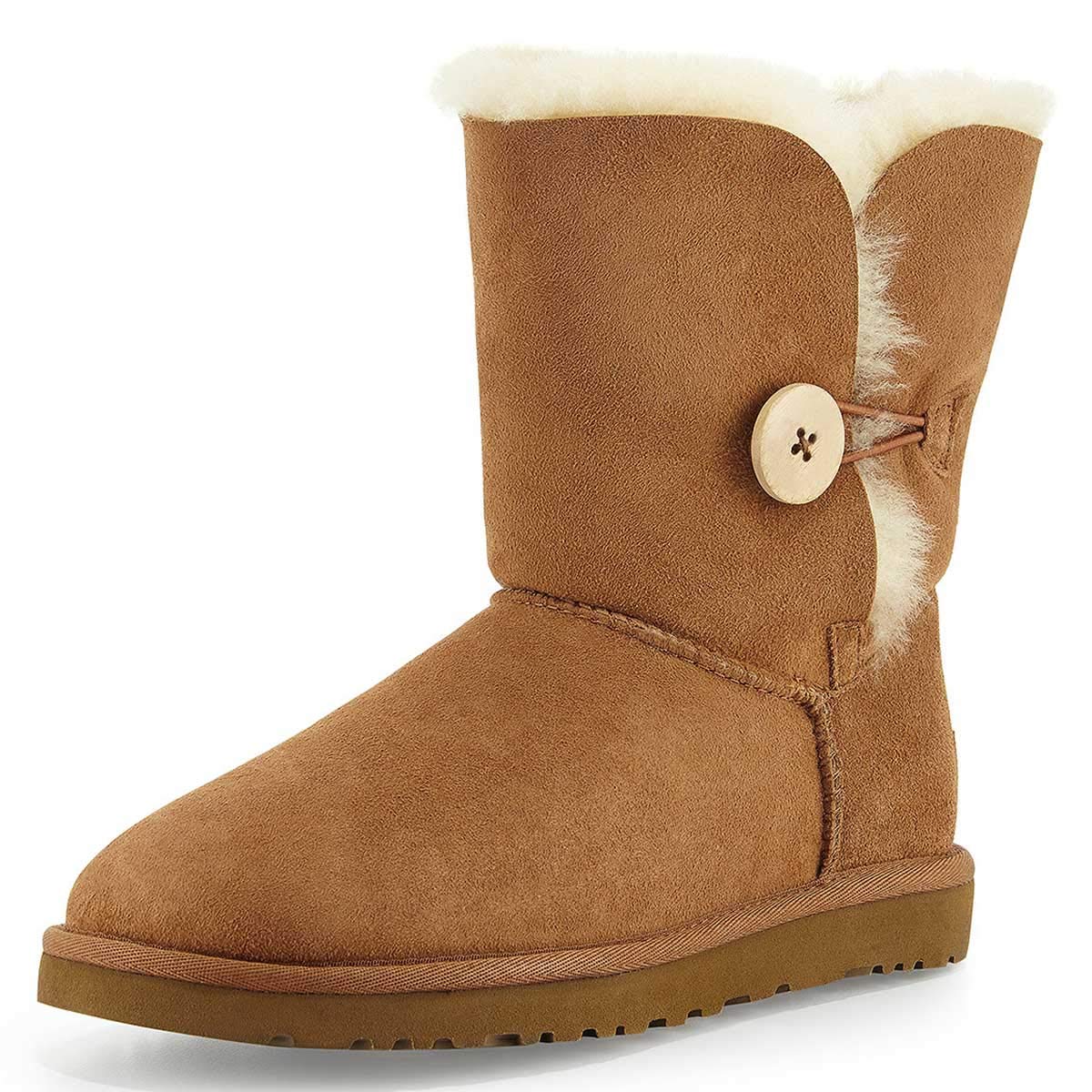 FSJ Women Winter Mid Calf Snow Boots Round Toe Flat Warm Fur Low Heel Comfy Shoes Size 4-15