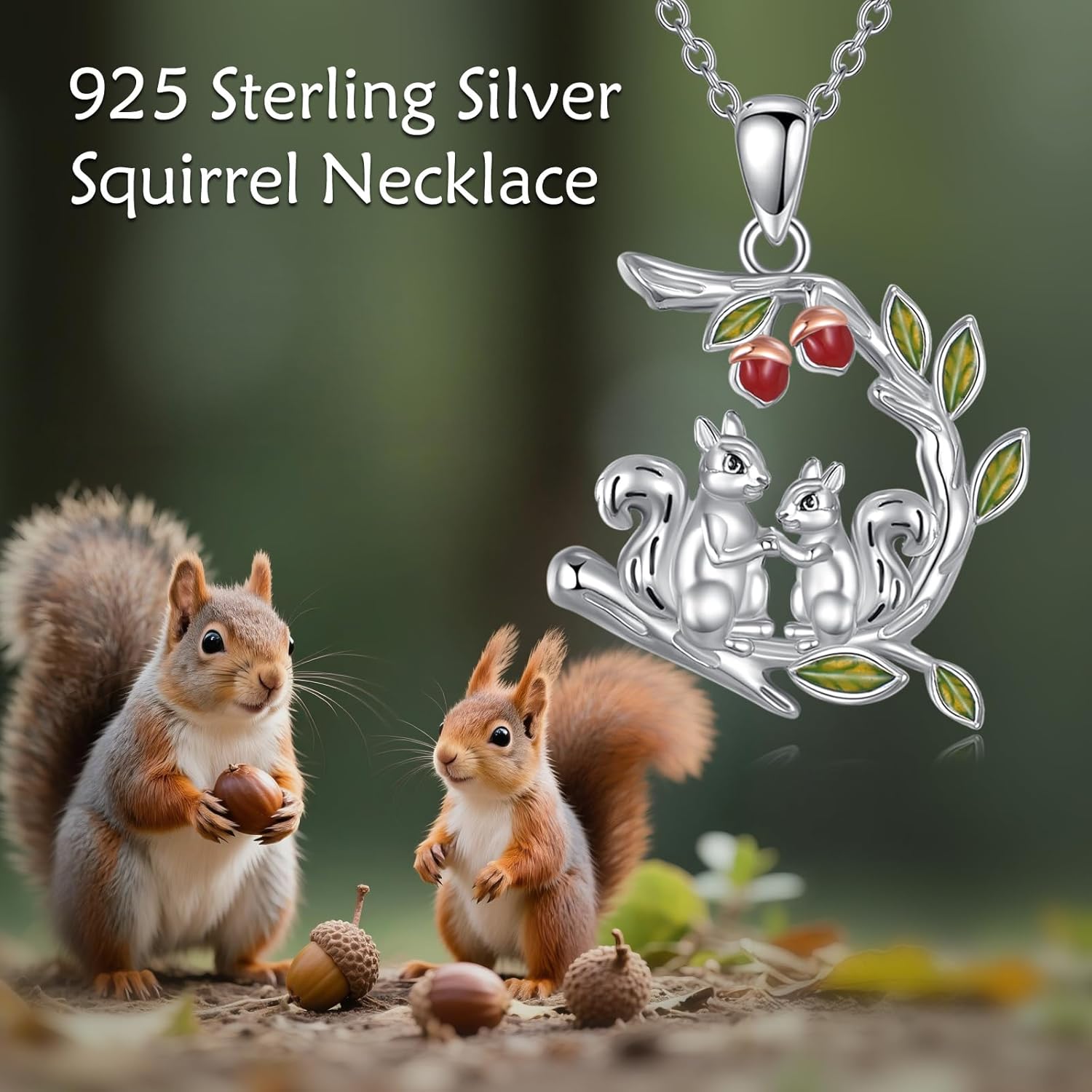 Squirrel Necklace 925 Sterling Silver Squirrel Pendant Jewelry Gifts for Women - Image 6