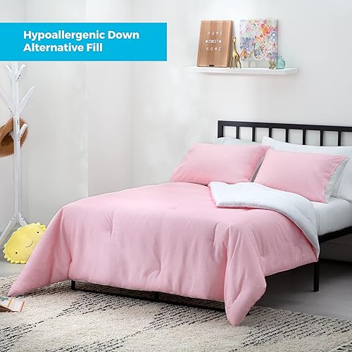 Vista 38 de LINENSPA - Edredón de microfibra hipoalergénico, con relleno sintético, para usar todo el año, tamaño California King, blanco/azul marino Cuadros