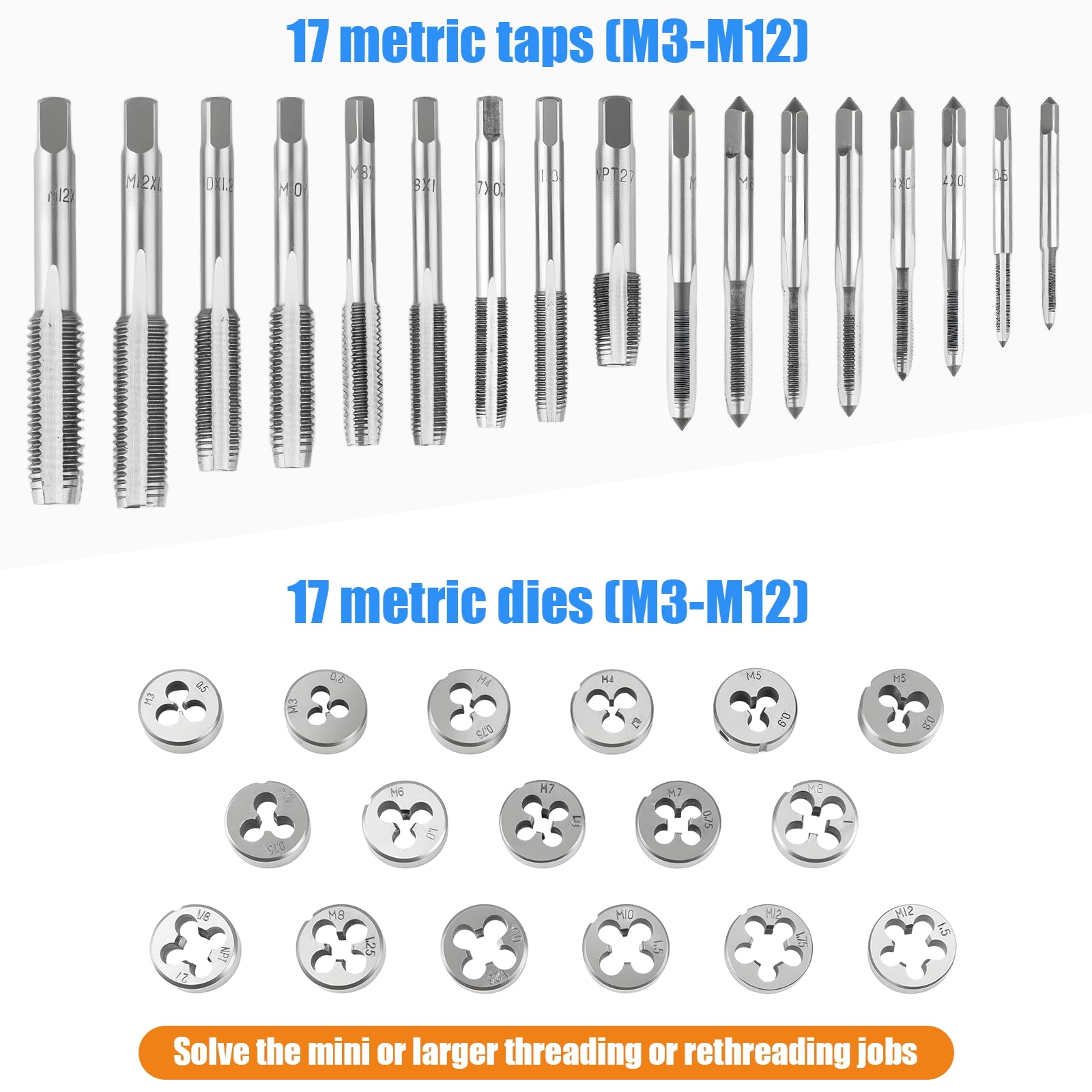 Metric Tap & Die Set - M3-M12 Threading Tool Kit -3