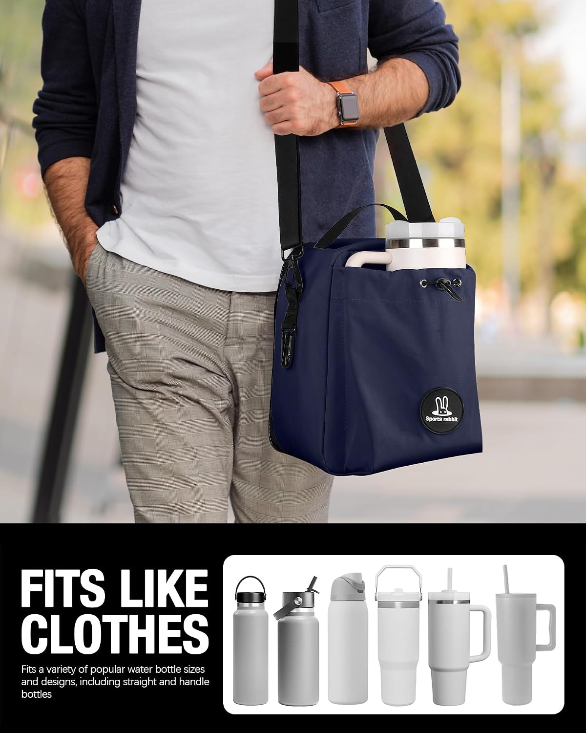Sports rabbit Insulated Lunch Bag with Water Bottle Holder, Men & Women
