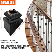 Vista 2 de Balaustres de hierro de 45 grados, escaleras de aleación de aluminio para balaustres interiores cuadrados de 1/2 pulgada, eje de hierro forjado