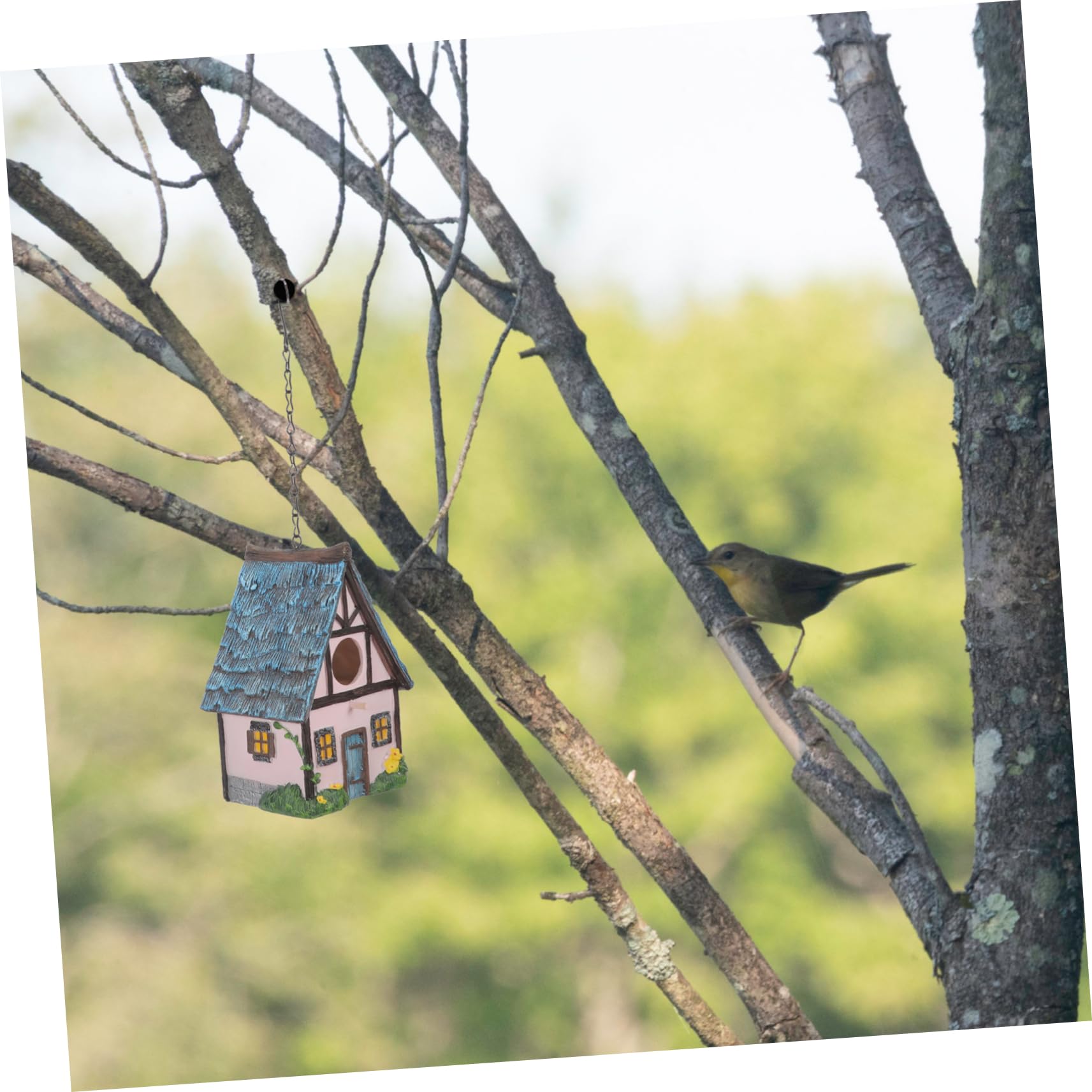 Nichoir Suspendu pour Oiseaux en Résine, Décoratif, Extérieur