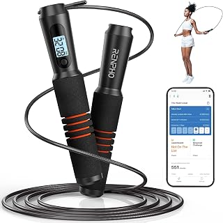 RENPHO Smart Jump Rope with App Tracking, Counter & Analysis - Tangle-Free Adjustable Skipping Rope for Gym, CrossFit, MMA