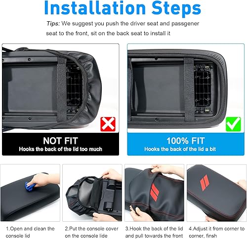 Miniatura 5 de Funda de consola central para Dodge Charger Accesorios 2011-2021 2022 2023 para Chrysler 300 2015-2022 Funda de cuero para reposabrazos de caja de