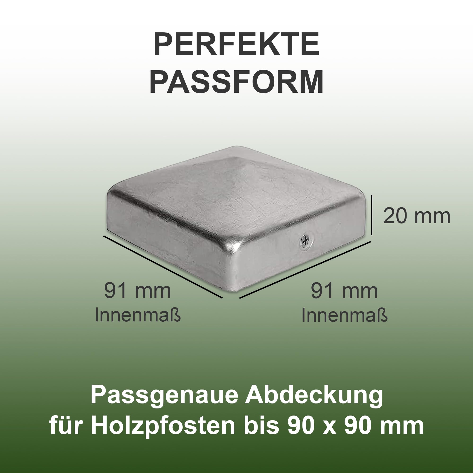 10 x nakładka na słupki ze stali nierdzewnej H2i zaślepki na ogrodzenie o wymiarach: 71 mm / 91 mm / 101 mm / 121 mm / 146 mm / 161 mm / 201 mm (91 x 91 mm)
