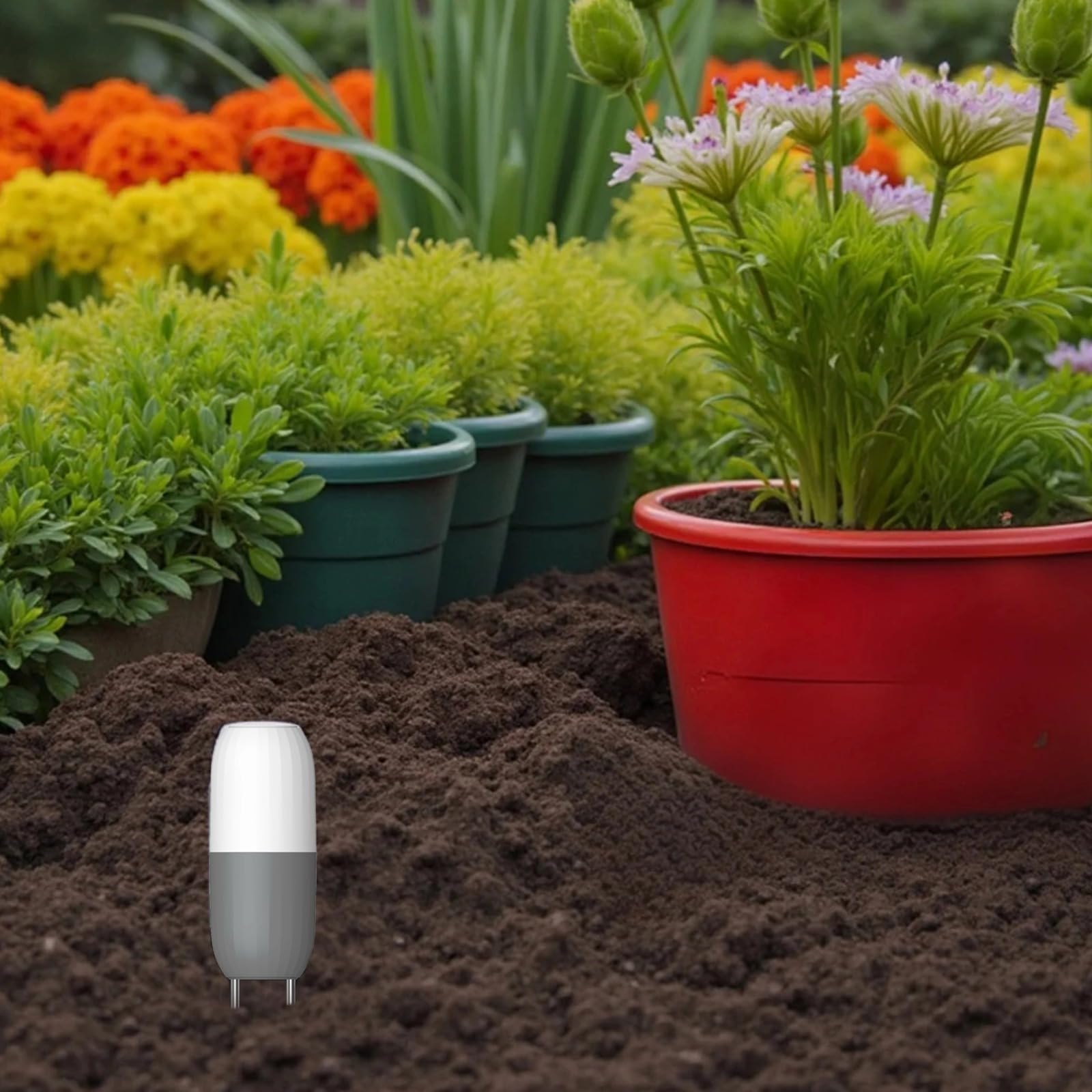 Medidor de humedad del suelo con WiFi, higrómetro inalámbrico con control inteligente de aplicación, monitor de temperatura y humedad del suelo alimentado por energía solar, IP65