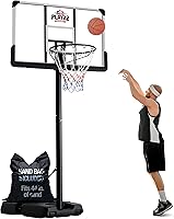 Play22 Portable Basketball Hoop 8-10ft Adjustable, 44in Shatterproof Backboard, Weatherproof for Kids Adults Indoor Outdoor
