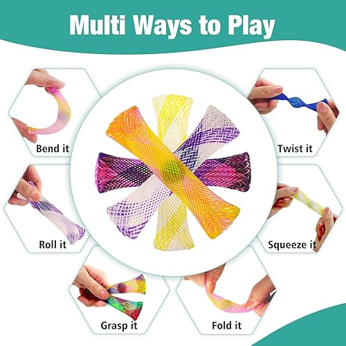 Miniatura 3 de YUQILIN 120 juguetes para ansiedad de malla con canicas a granel, para aliviar el estrés, sensoriales, coloridos, para niños y adultos, con TDAH,