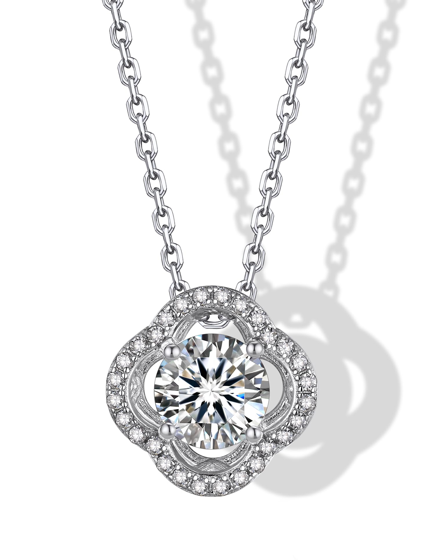 MomentWish Punto Luce Collana, 1Ct Moissanite Diamanti Ciondolo Collana Donna Argento 925 con Certificato Gra Gioielli Regalo Festa della Mamma Donna Compleanno