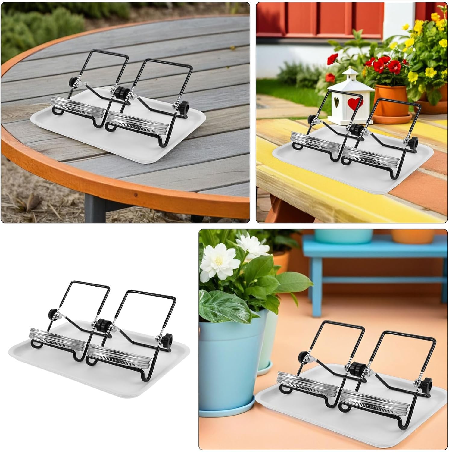 BESTonZON 2 Sets Wide Mouth Mason Jar Sprouting Lid Kit with Stainless Steel Mesh Screens, Tray and Stand for Broccoli, Bean, Sunflower Sprouts Growing at Home