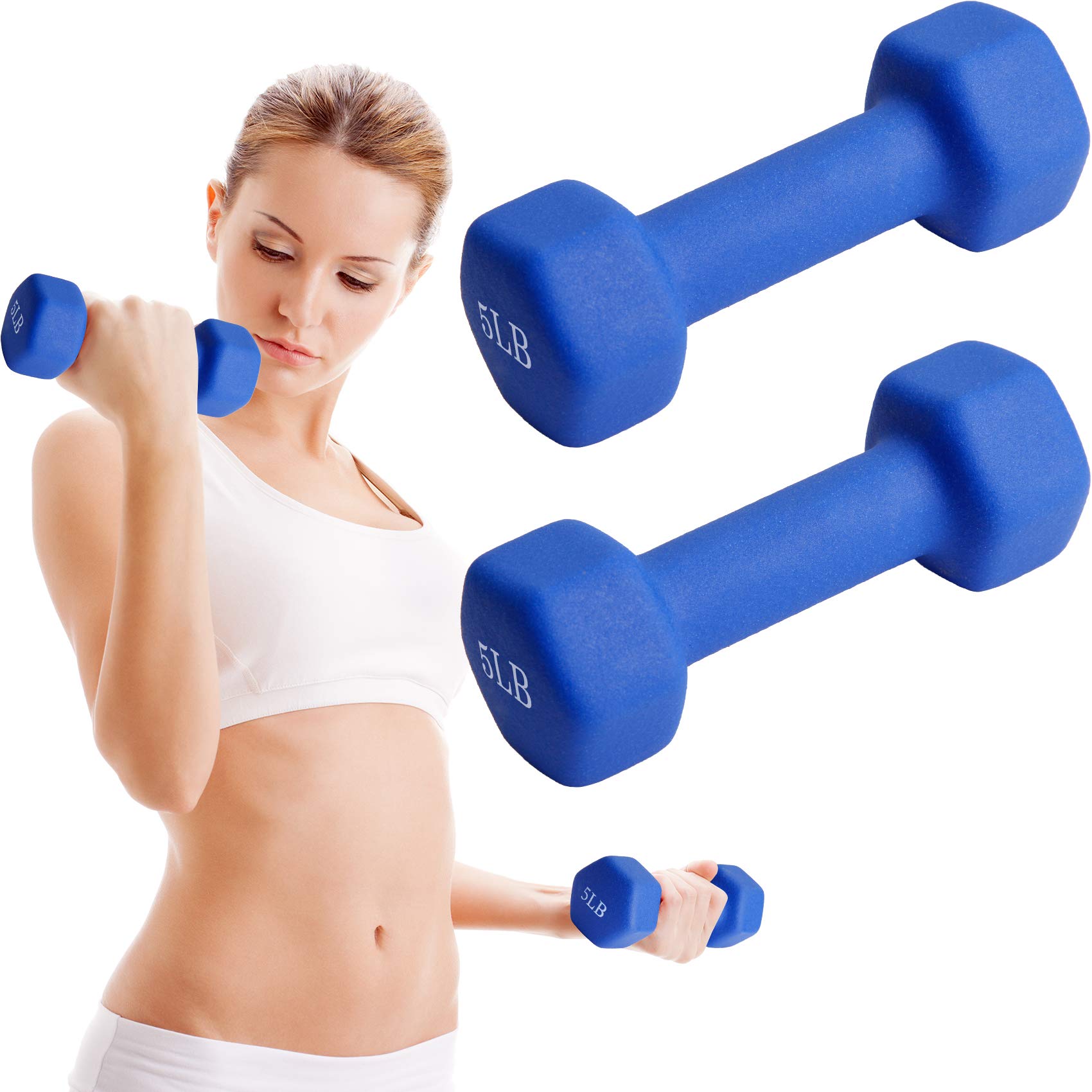 Dumbbell Set, TopMade 2lb 3lb 5lb 8lb 10lb 15lb 20lb Neoprene Iron Dumbbells Hand Weight Set Barbell