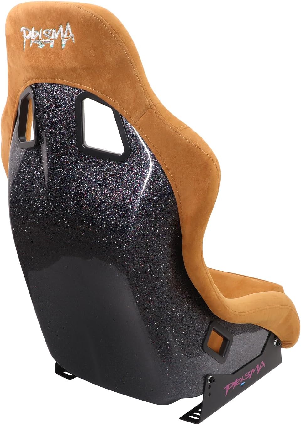 NRG Innovations NRG-FRP-303TN-PRISMA Universal Fixed Back Bucket Racing Seat for 5-Point Harnesses, Size M, Tan Alcantara Material, 22" W X 34" H X 16" D