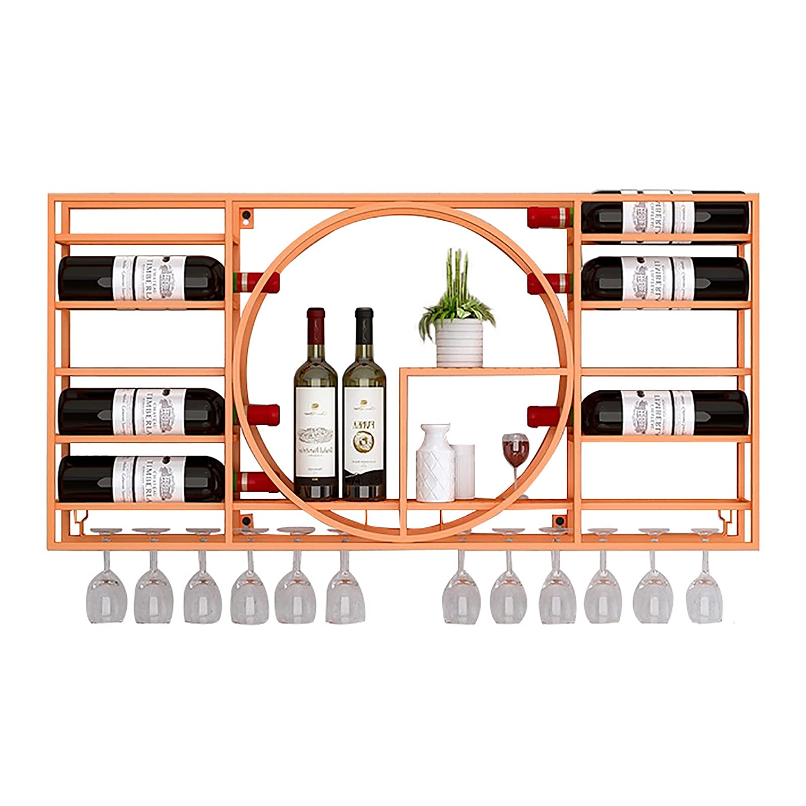 Casier à vin mural en fer forgé étagère bouteille industrielle déco restaurant 100cm