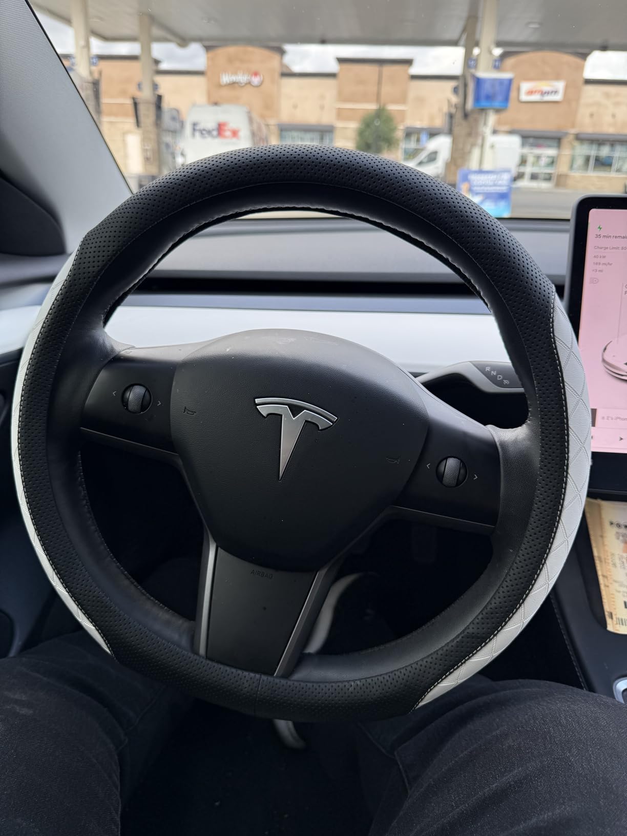 Tesla Model Y & Model 3 Nappa Leather Steering Cover – Non-Slip (2017–2026)