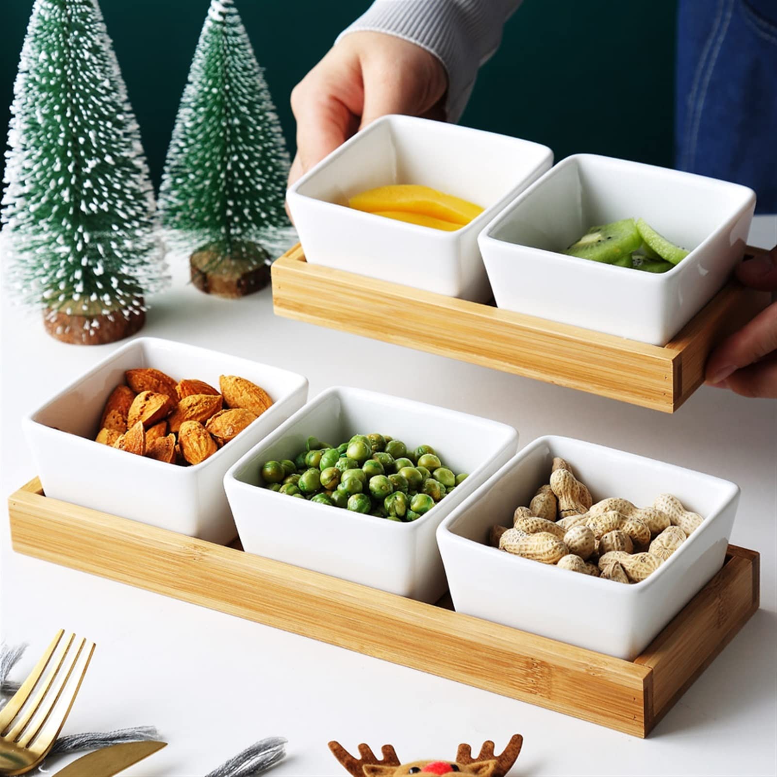 Dipschälchen Keramische Sauce-Teller-Dessert-Platten-Quadrat-Form-Fruchtplatte mit Tablett-Porzellan-Kuchen oder Süßigkeitsplatte Dip/Tauchschalen Saucen Schalen (Color : E)