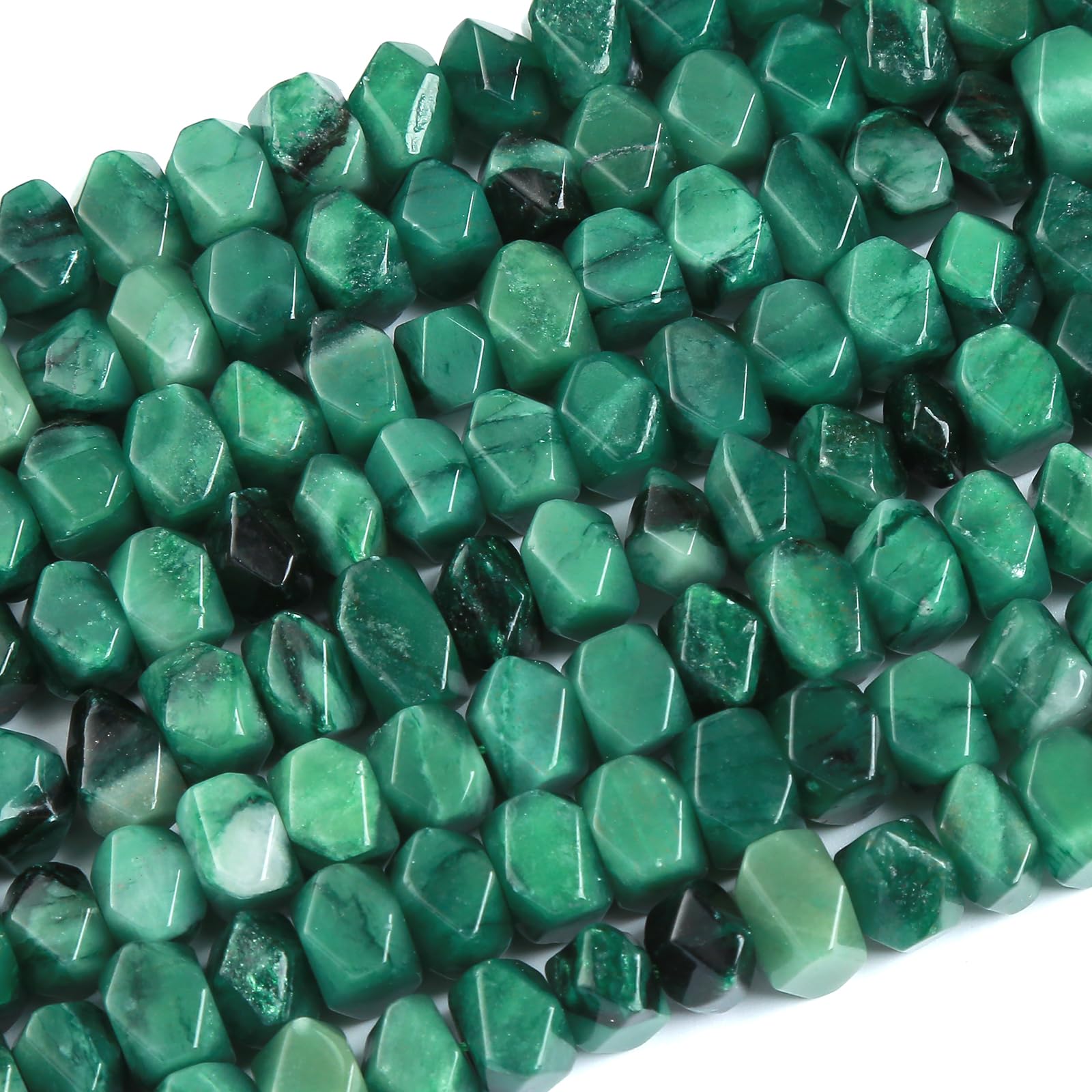 Perles irrégulières en pierre naturelle émeraude de 11 mm pour création de bijoux DIY - Lot de 50