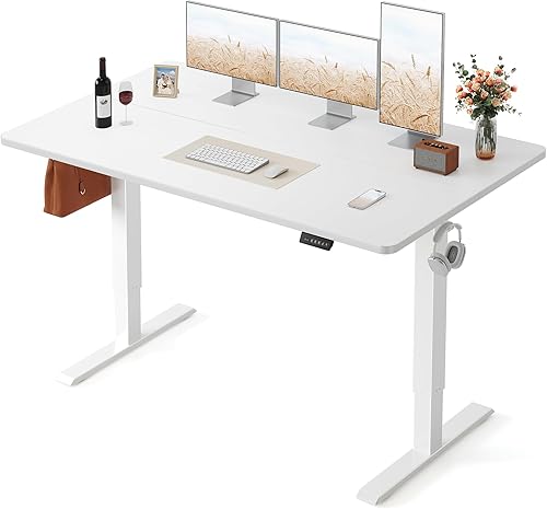 Miniatura 40 de FEZIBO Escritorio de pie, 48 × 24 pulgadas, altura eléctrica ajustable, para sentarse y ponerse de pie, escritorio de oficina para computadora con