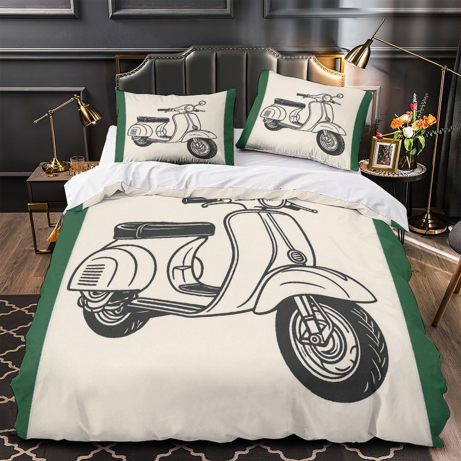 Housse de couette vintage scooter, le cadeau idéal pour décorer une chambre d'enfant