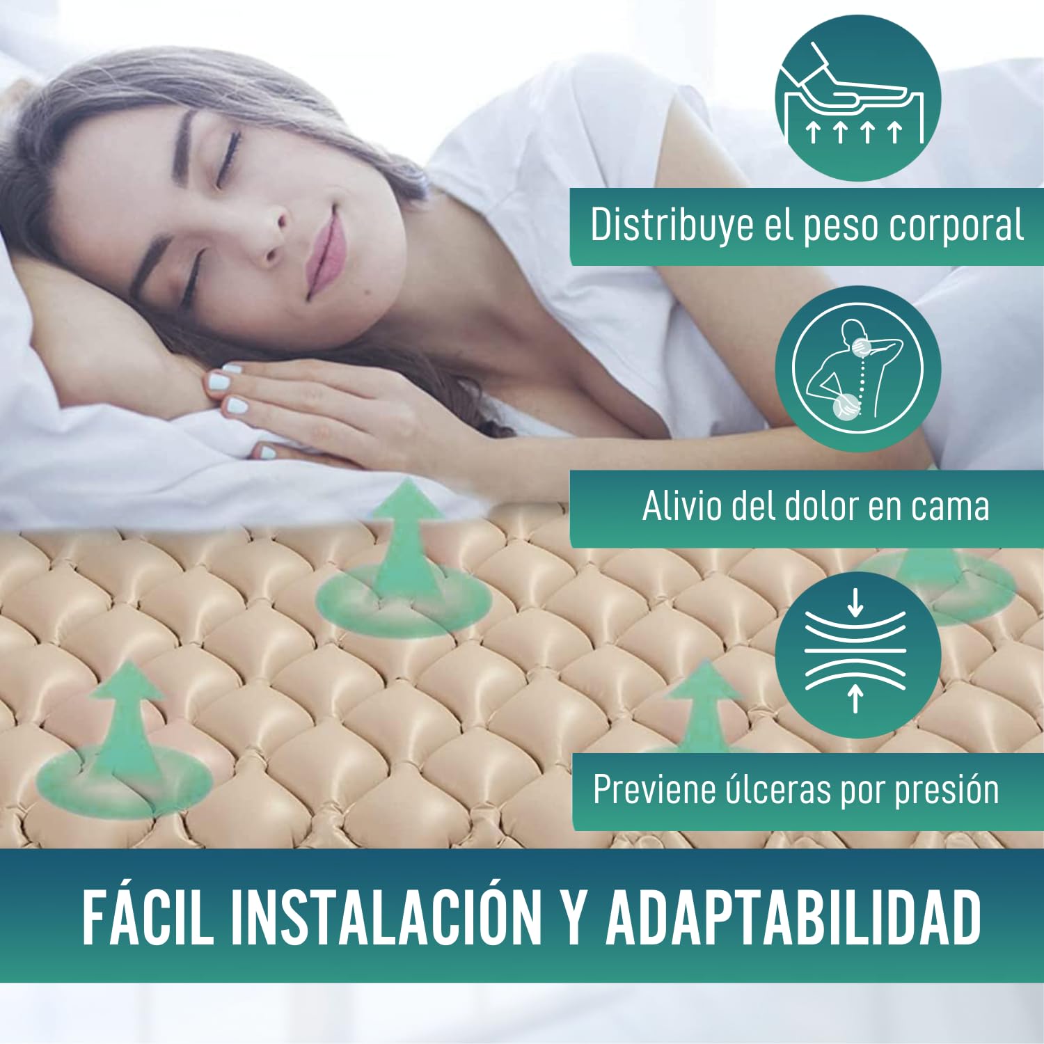 OrtoPrime Colchón Antiescaras Celdas Aire Alternante Repuesto SIN COMPRESOR Colchón antiescaras Hinchable - Colchon antiescaras 90x190-200 Cama articulada Colchones Antiescaras Ancianos Anti-ÚLCERAS