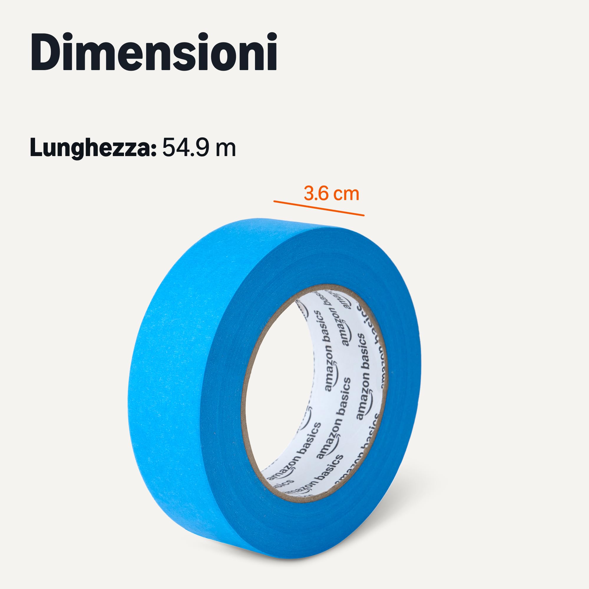Amazon Basics Nastro adesivo per pittura, 3.6 cm x 55 m, confezione da 4 rotoli, Blu