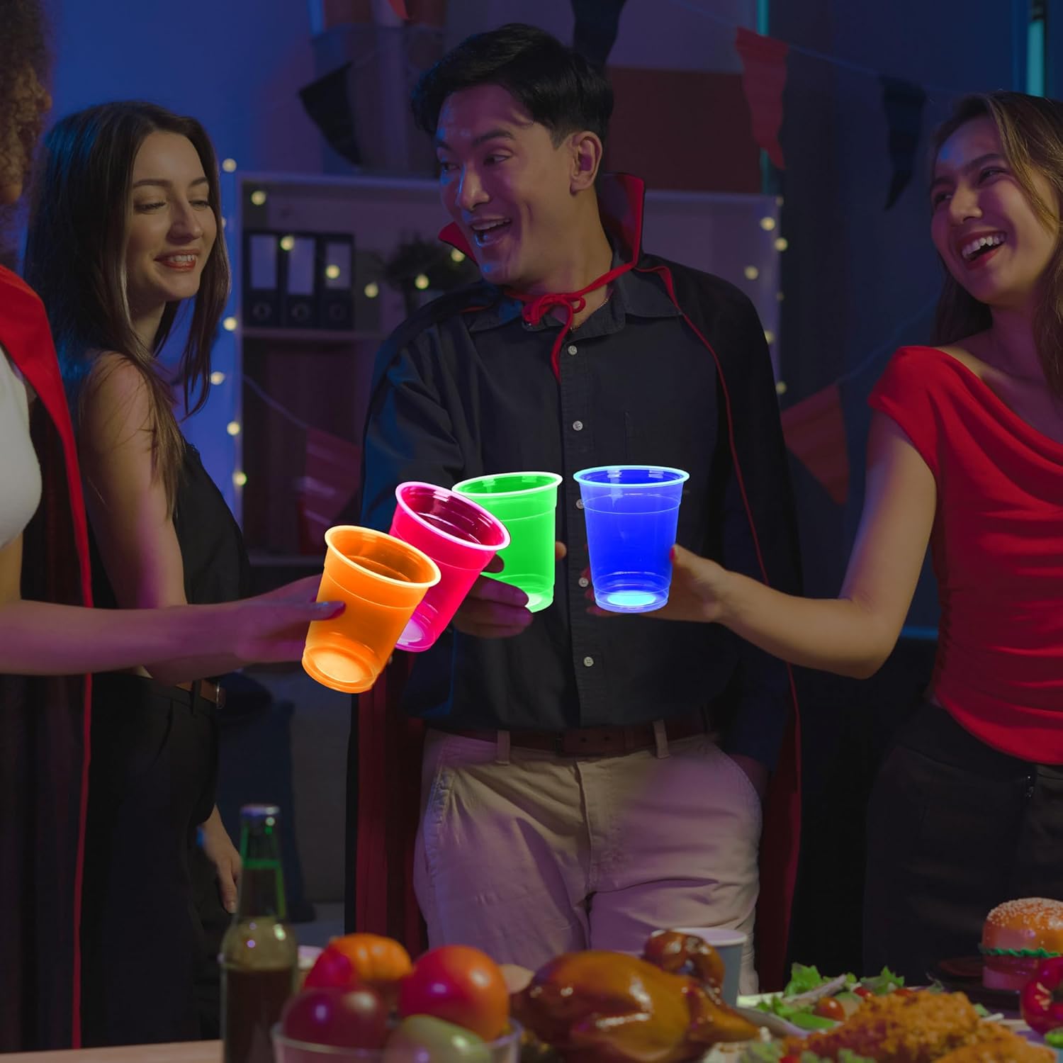 Kochorie 120 Pack 12 Oz Plastic Neon Cups Glowing Party Cups 4 Assorted Neon Colors Disposable Blacklight Party Light Up Cup for Birthday Party In The Dark Party Supplies - Image 7