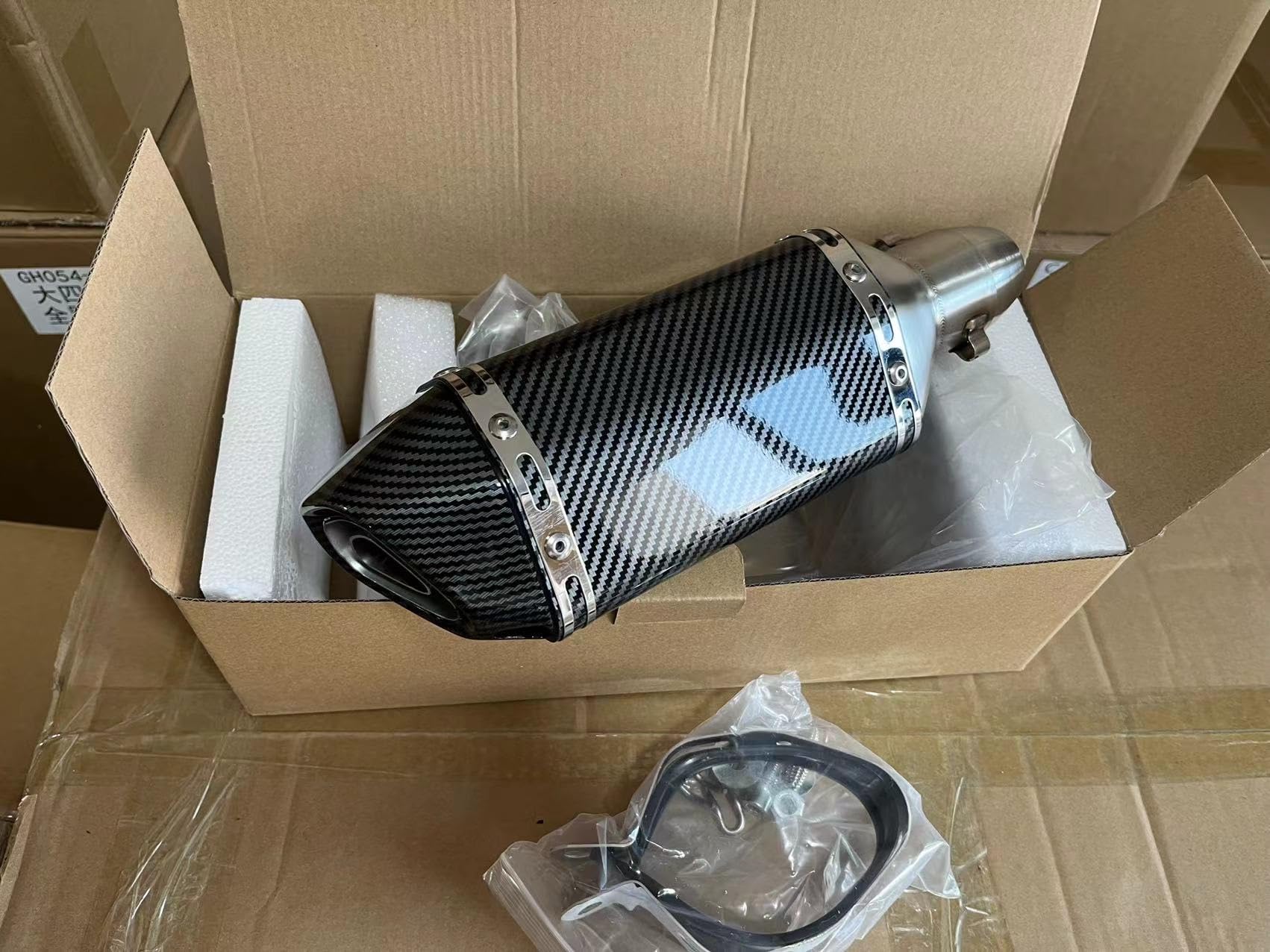 NVBHOF MotoTerminale Scarico Silenziatore di Scarico per Moto da 51 mm Escape Moto Tube con Db Killer Scarico omologato (Colore : E370mm)