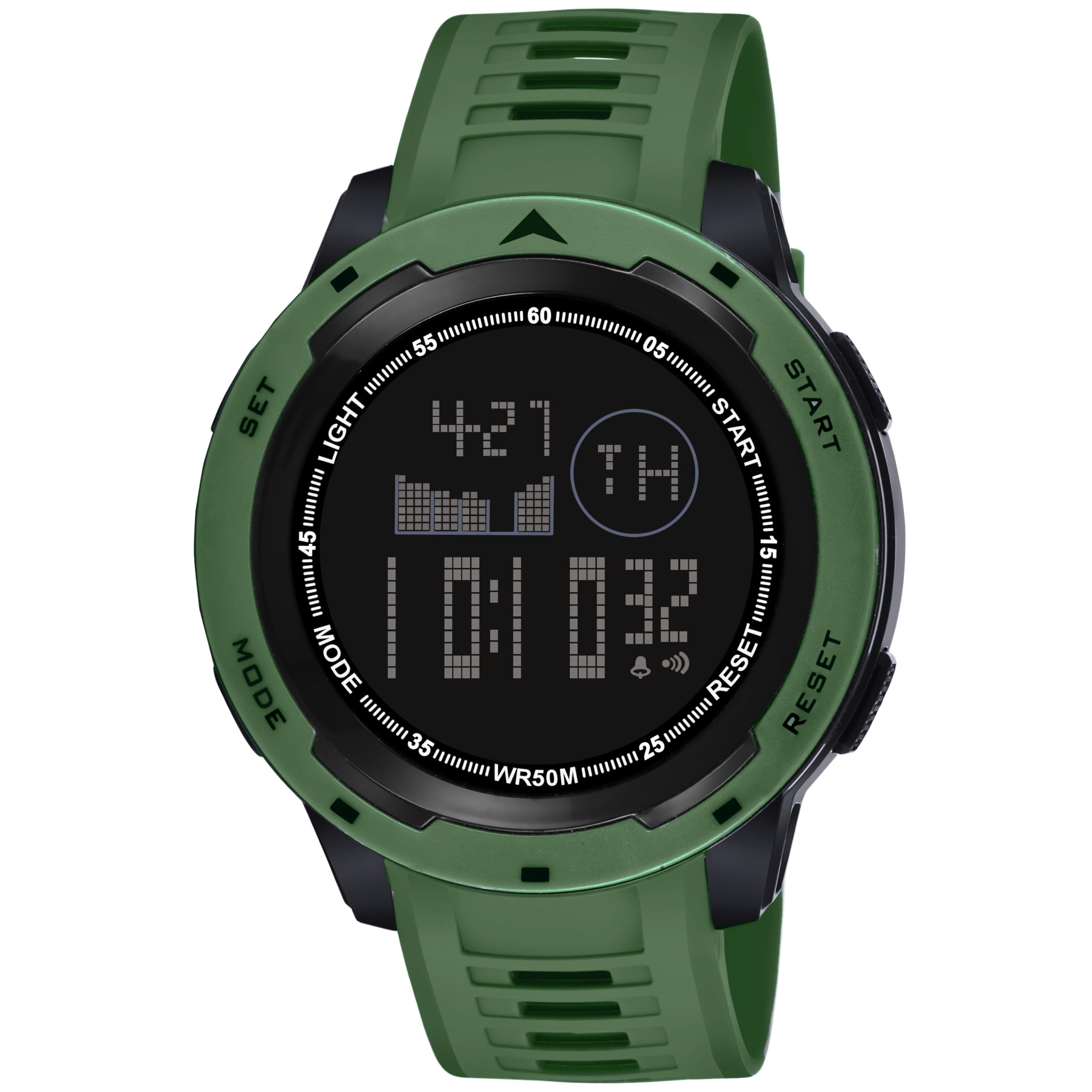 Shocknshop Rubber Digital Sports Fashion Multi Functional Wrist Watch For Men Boys (Black Dial And Green Strap) -W45, Green Band (B0B6WN4DY5) Amazon Price History, Amazon Price Tracker