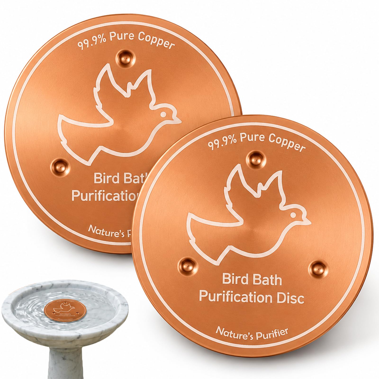 2PCS Bird Bath Copper Disk 99.99% Pure Copper 100mm x 0.6mm for Outdoor