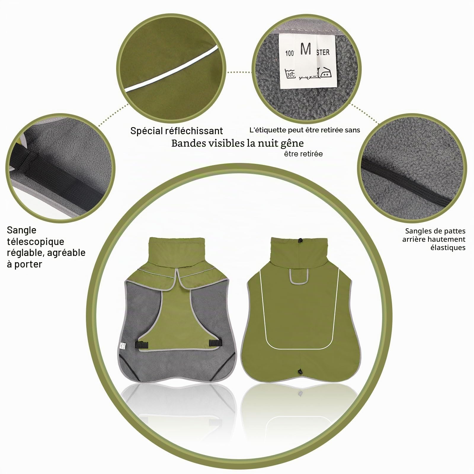 Imperméable Manteau Chien Hiver - Manteau Réfléchissante Ajustable pour Chien - Protection Confortable pour Activités Extérieures (L)