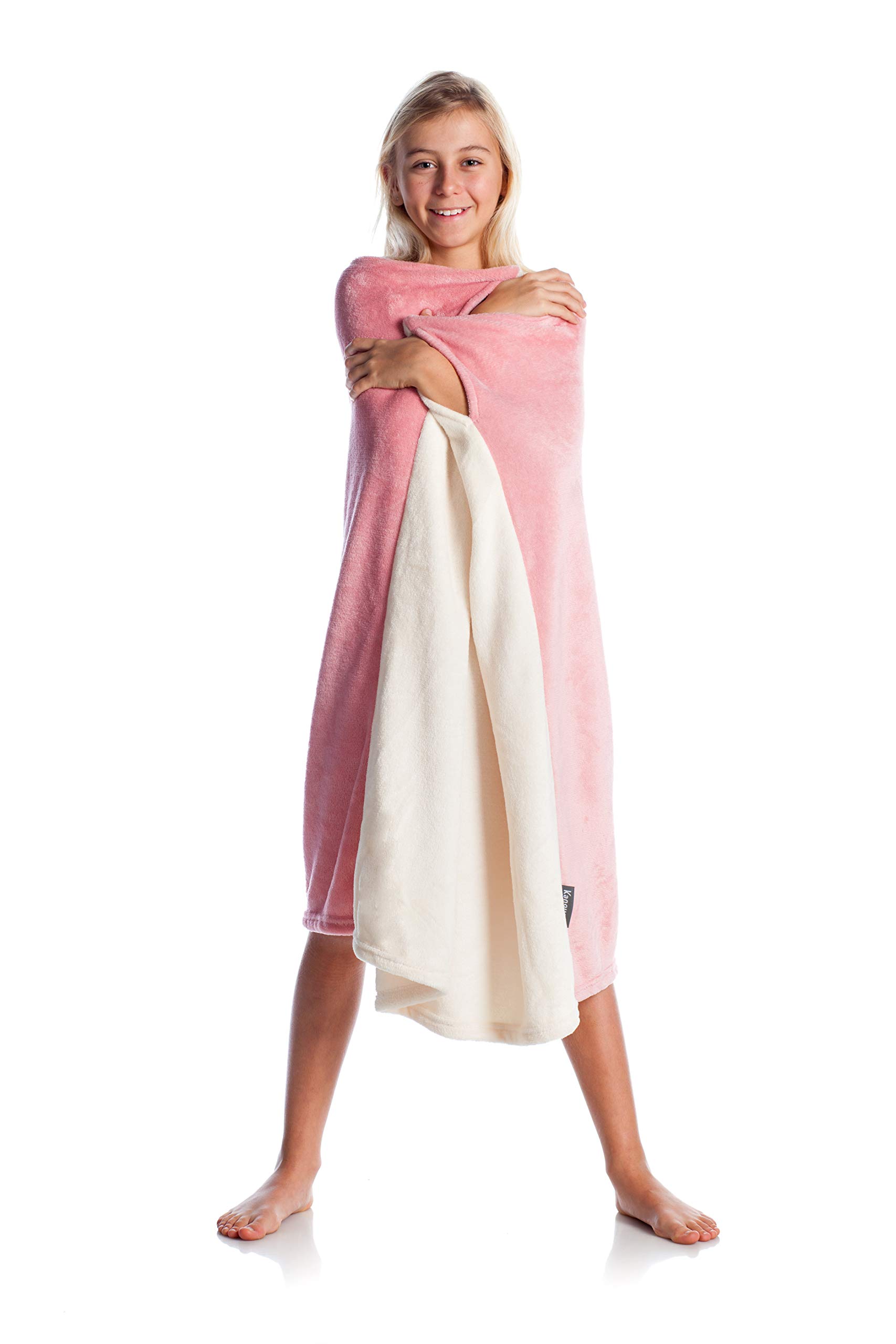Kanguru Momonga Kids Rose Wearable Blanket, Fleece Blanket, Kids Blanket, Snuggle Blanket, Oodie Kids, Christmas Blanket, Gifts for Girls (4-12 Years), Pink, 80 x 90 cm