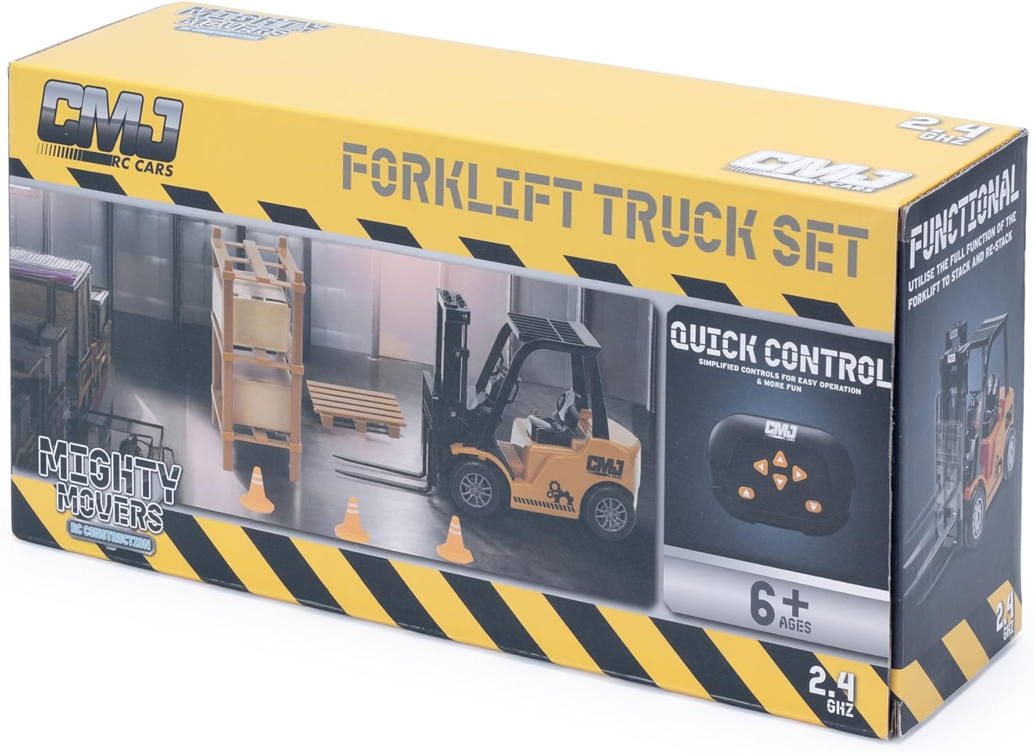 CMJ RC Cars: Forklift Truck - 1:16 Scale Remote Control Vehicle, Construction Play Toy, Warehouse Loading Accessories, 2.4GHz, Rechargeable, Kids 6+
