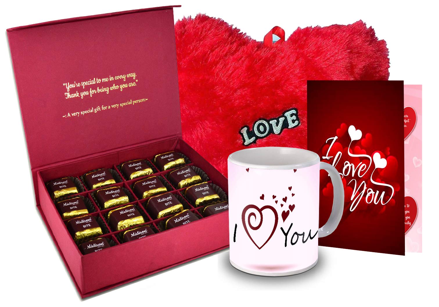 Midiron Chocolate Box, Red Heart, Love Quoted Coffee Mug,Greeting Card for Valentine DayIZ20GB17HeartBigRCDMU-STLove-12