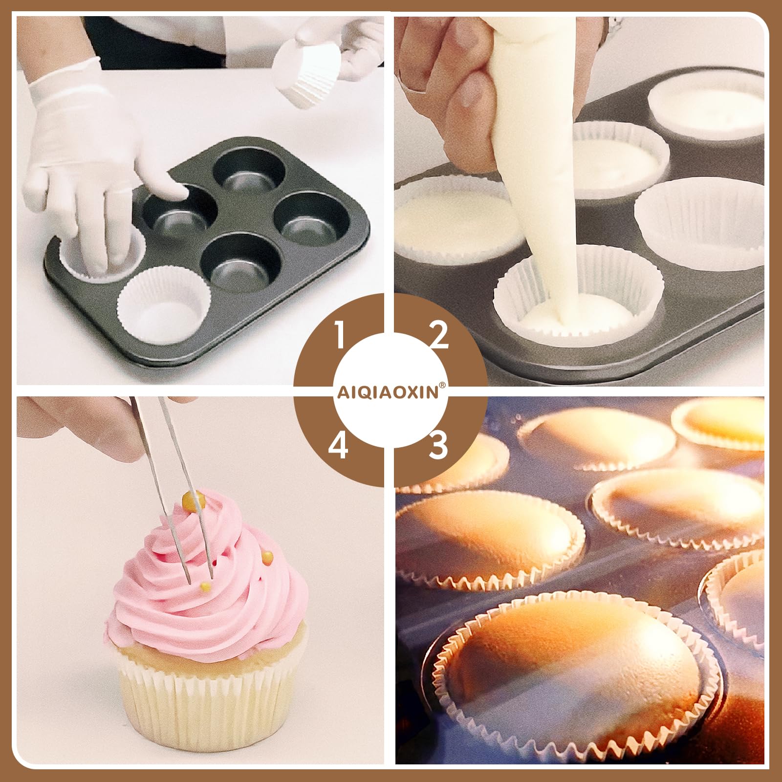Bake Choice Lot De 500 Caissettes à Cupcakes Naturelles Standard - Antiadhésives Et Résistantes à La Graisse