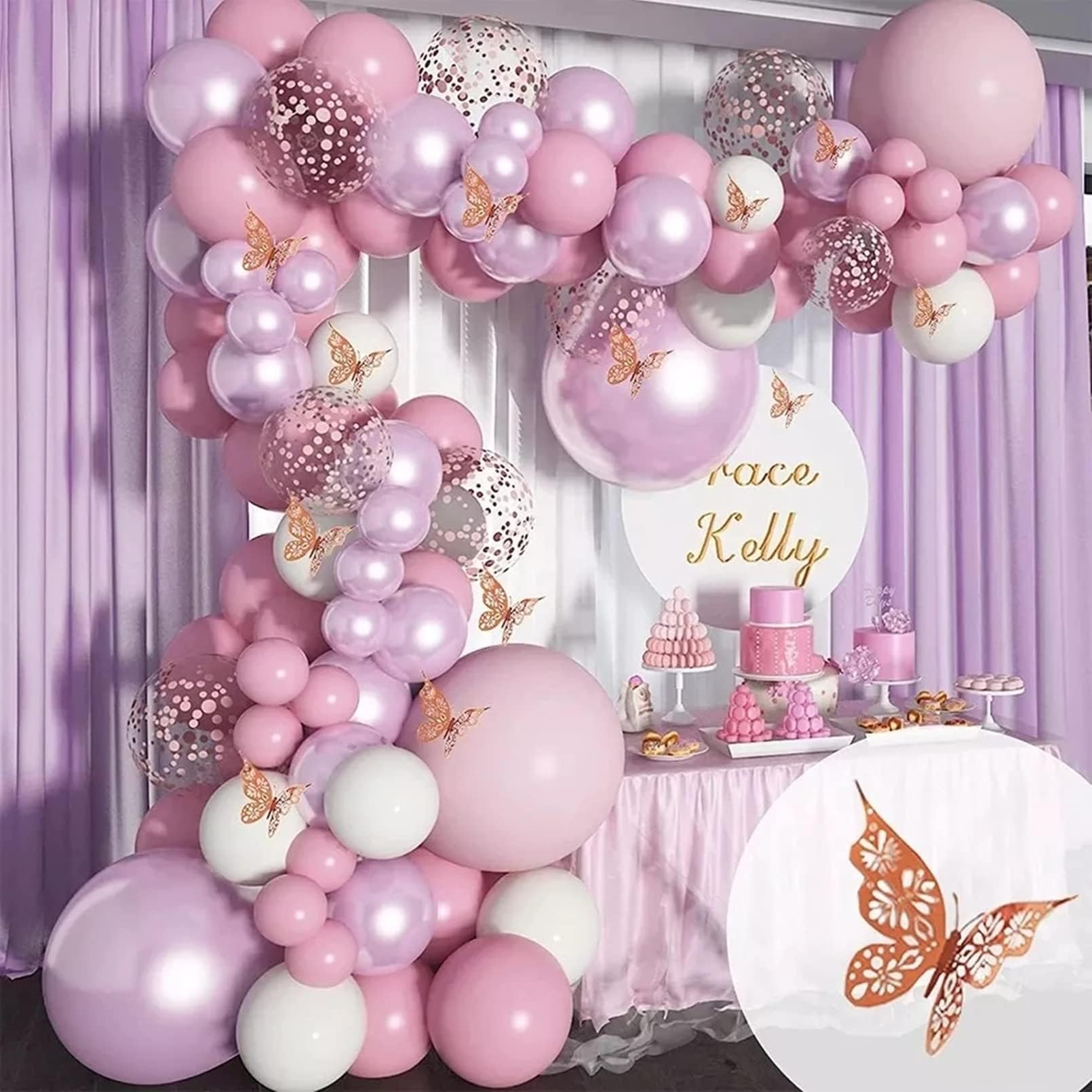 112pcs Butterfly Pink Balloons