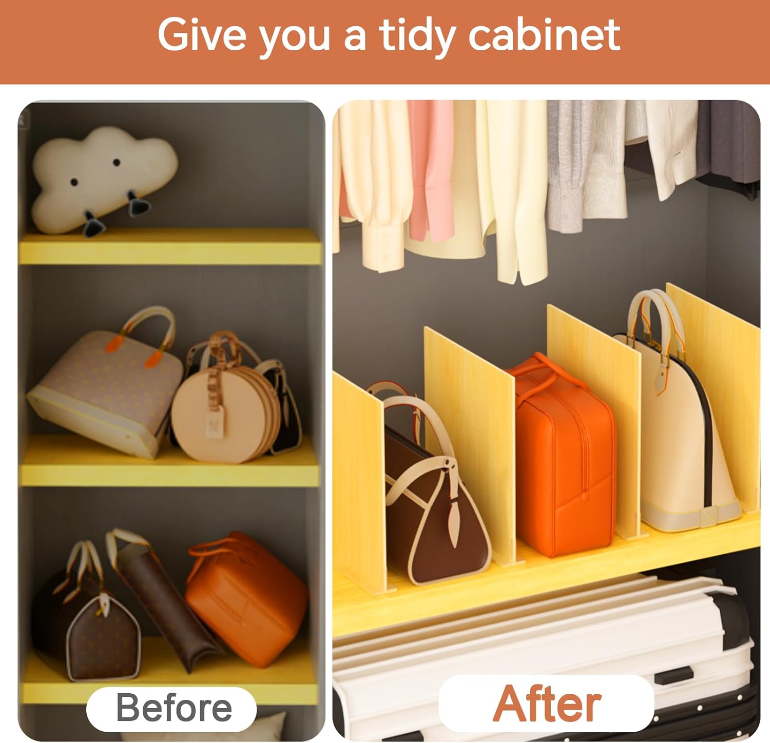 10 Pcs 12 Inches (Extra High) Wooden Shelf Dividers Adjustable Purse Bag Clothes Organizer for Closet Shelf and Countertop(10, 11 * 12 inches)