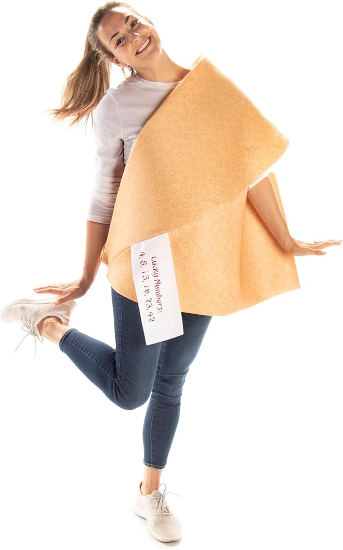 Fortune Cookie Halloween Costume - Funny Unisex One-Size Adult Fast Food Outfit
