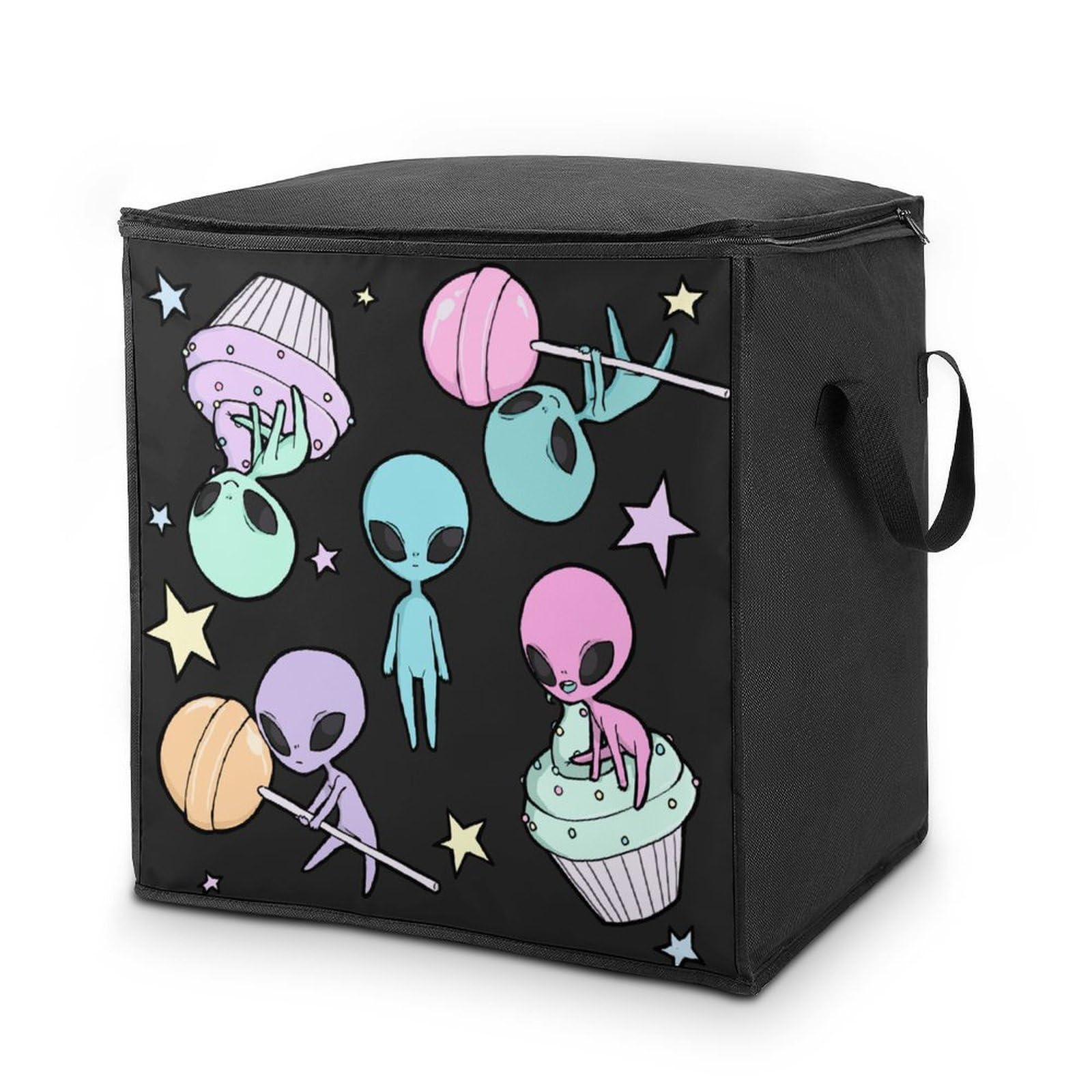 Lyfthologen 70L Storage Bags, Alien Storage Box with Lid Zipper And Handles, Clothes Bags for Quilt, Blankets, Bedding
