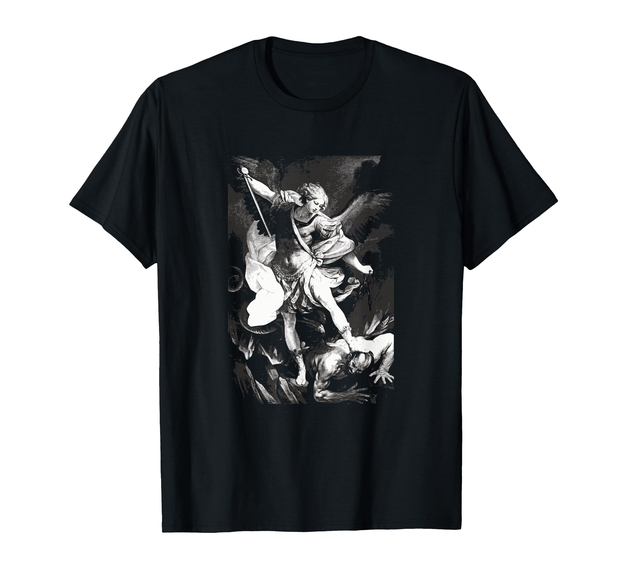 Saint Michael Archangel Angel Catholic Patron T-Shirt, Black