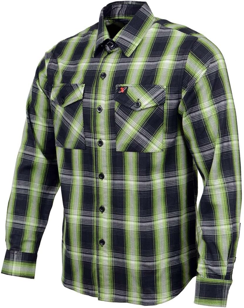 Milwaukee Leather MNG11657 Men's Black and Green with White Long Sleeve Cotton Flannel Shirt - Image 4