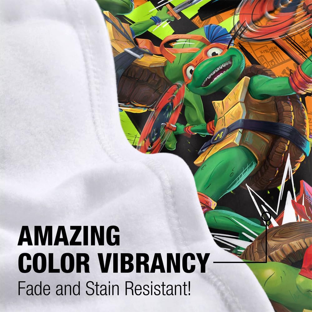 LOGOVISION Teenage Mutant Ninja Turtles: Mutant Mayhem Blanket, 36"x58" Turtle Time Grafitti Fleece Blanket