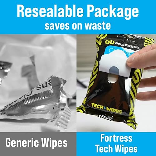 Miniatura 3 de Fortress Toallitas electrónicas (25 ct.) To-Go Tech Wipes para pantallas, teléfonos, teclados, monitores de TV, pantallas de computadora tamaño de