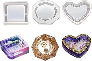 Resin Molds, Resin Casting Molds， Epoxy Resin Molud,Heart-Shaped Silicone Mold,Square Silicone Mold，Diamond Shaped Silicone Mold，DIY Storage Box Art Molds,