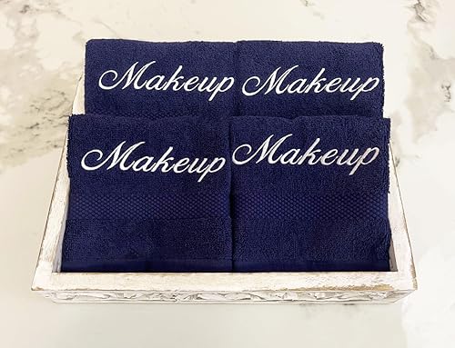 Miniatura 3 de Juego de toallas bordadas personalizadas para cuerpo y cara. Paños de maquillaje bordados 100% algodón suave. Limpieza facial y corporal, juego de