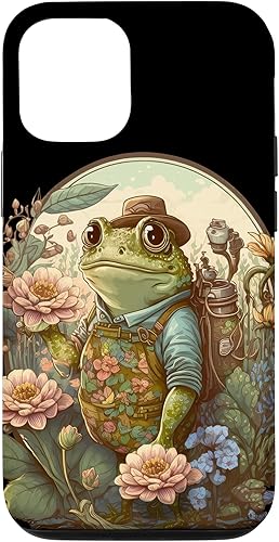 Funda gráfica para iPhone 1212 Pro con diseño de rana floral y diseño de rana para niñas y mujeres
