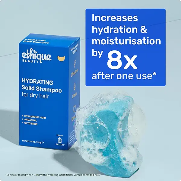 Ethique Hydrating Shampoo Bar for dry hair with Hyaluronic Acid - Plastic-Free, Cruelty-Free, Vegan, 3.88 oz 5