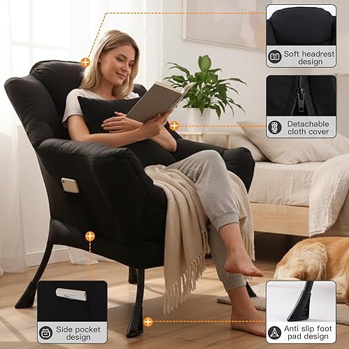 Miniatura 2 de Lazy Chair, moderna silla decorativa con reposabrazos y una almohada, juego de silla de sofá de ocio, silla de lectura para sala de estar,