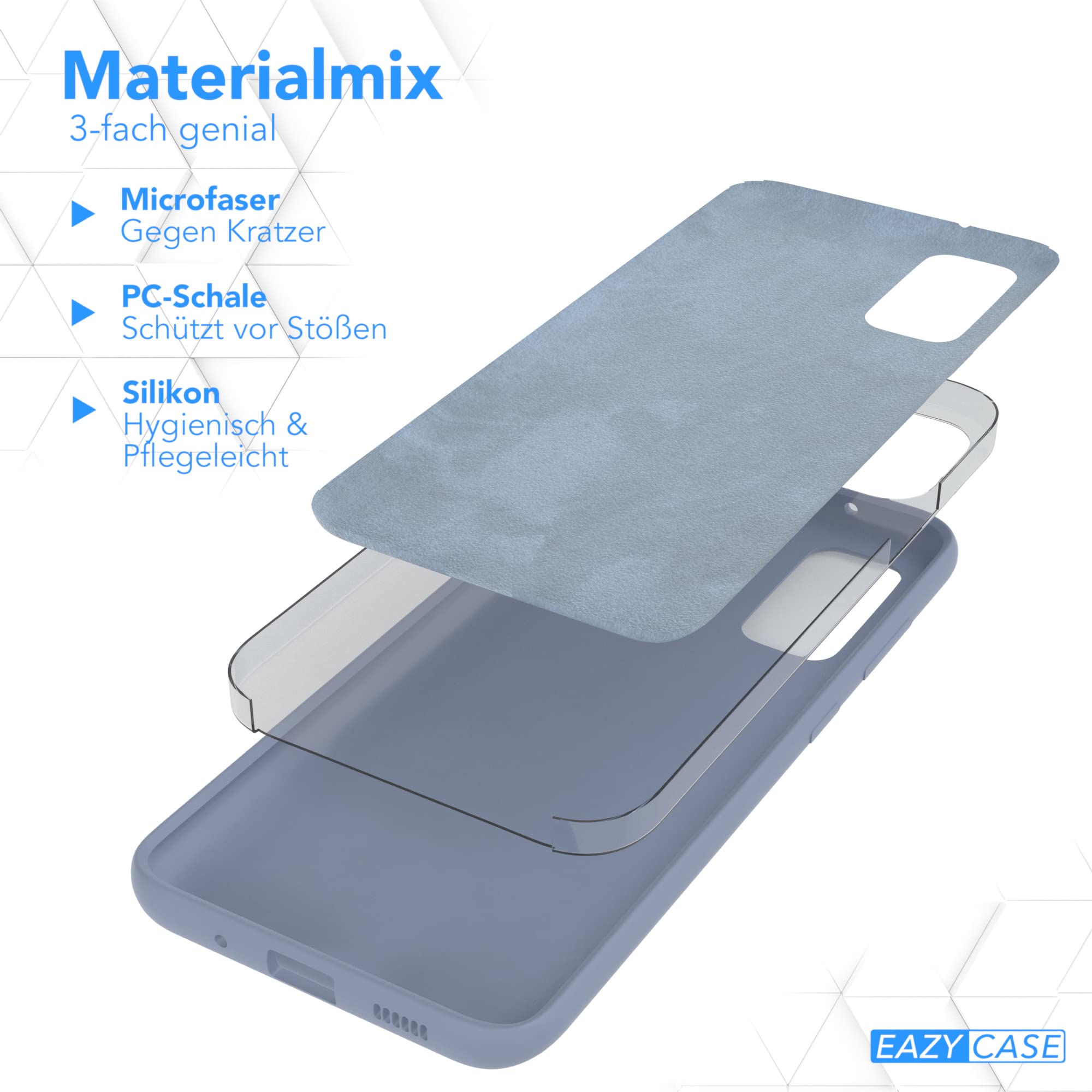 EAZY CASE Silikon-Handyhülle Für Galaxy S20 – Mit Kameraschutz, Microfaser-Inlay & Handykette