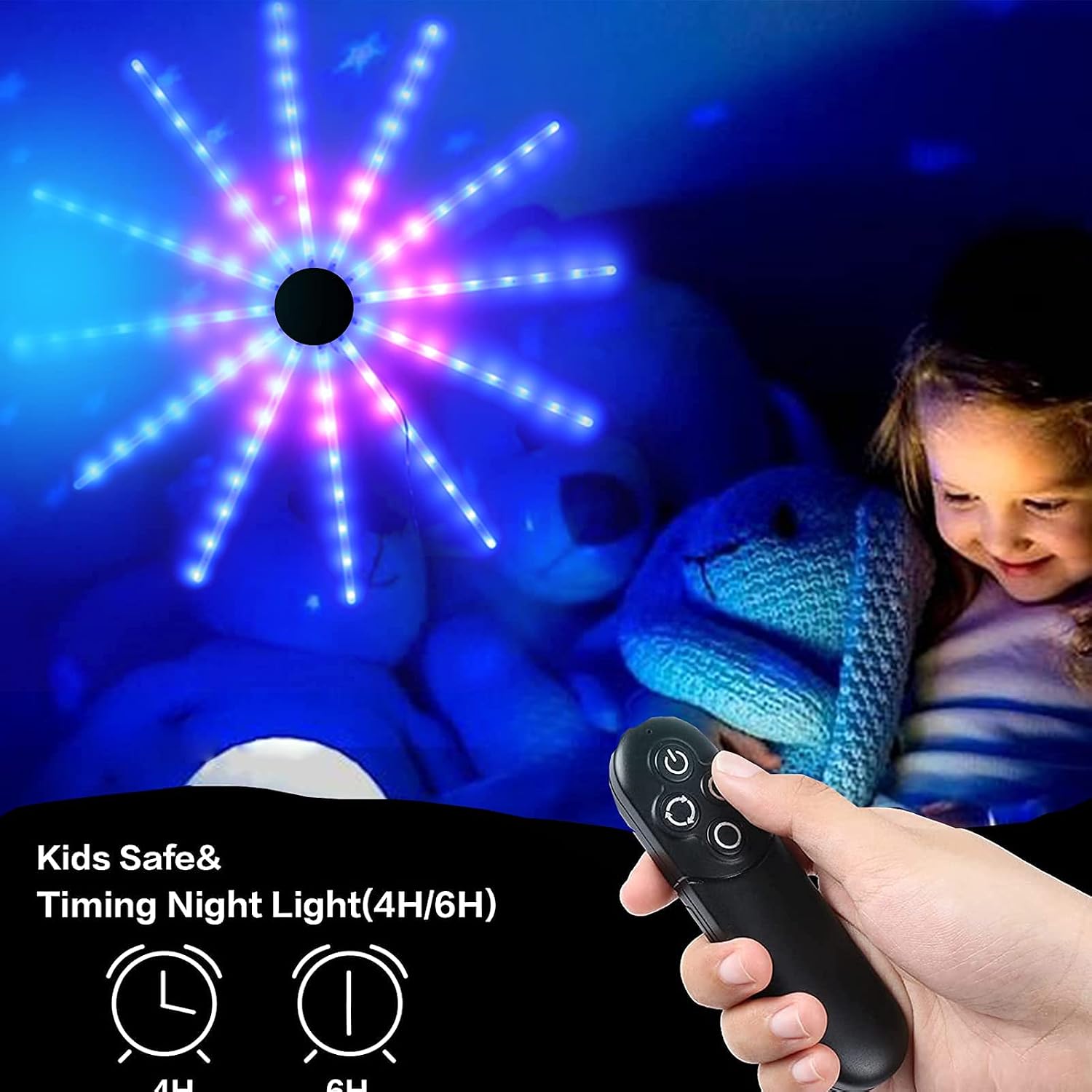 Arcwares Neon Sign Lights, 16-Mode RGB Starburst Firework Wall Sconces, LED Wall Decor Light, Cool Room Decor for Bedroom Bar Restaurant Game Room Christmas Birthday Party LED Art Decoration Light…